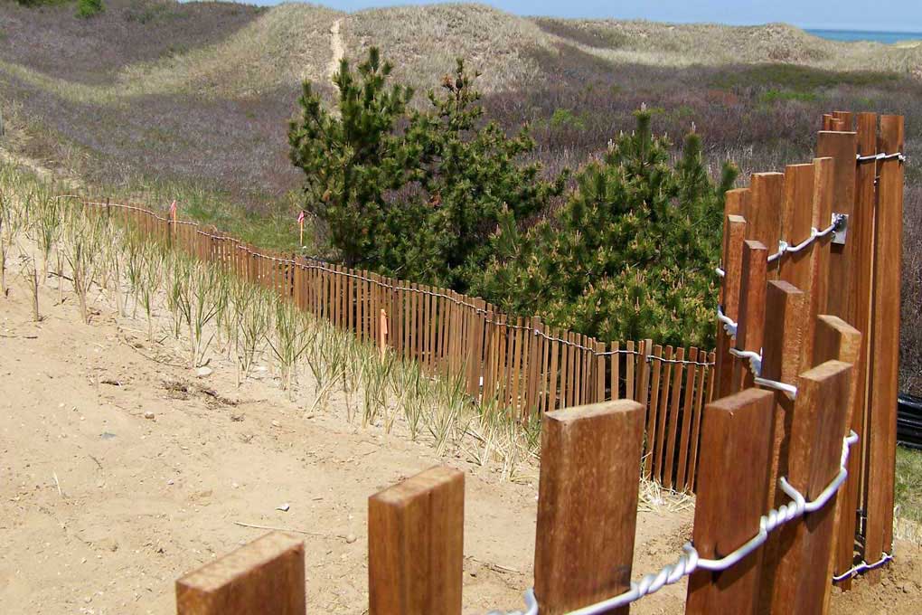 Coastal Dune Fence heavy duty, permanent, woven picket wood and