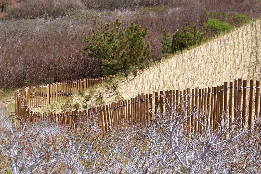 Coastal Dune Fence heavy duty, permanent, woven picket wood and