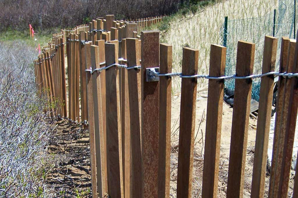 Coastal Dune Fence heavy duty, permanent, woven picket wood and