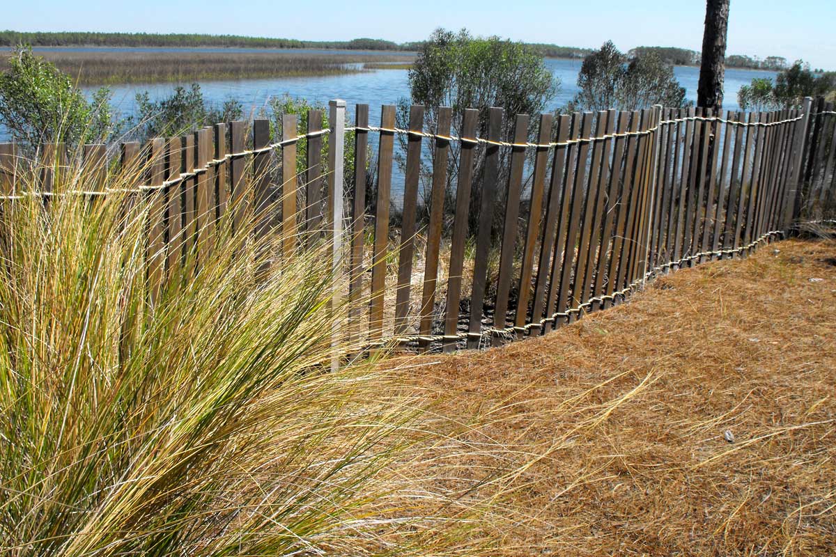 Coastal Dune Fence heavy duty, permanent, woven picket wood and